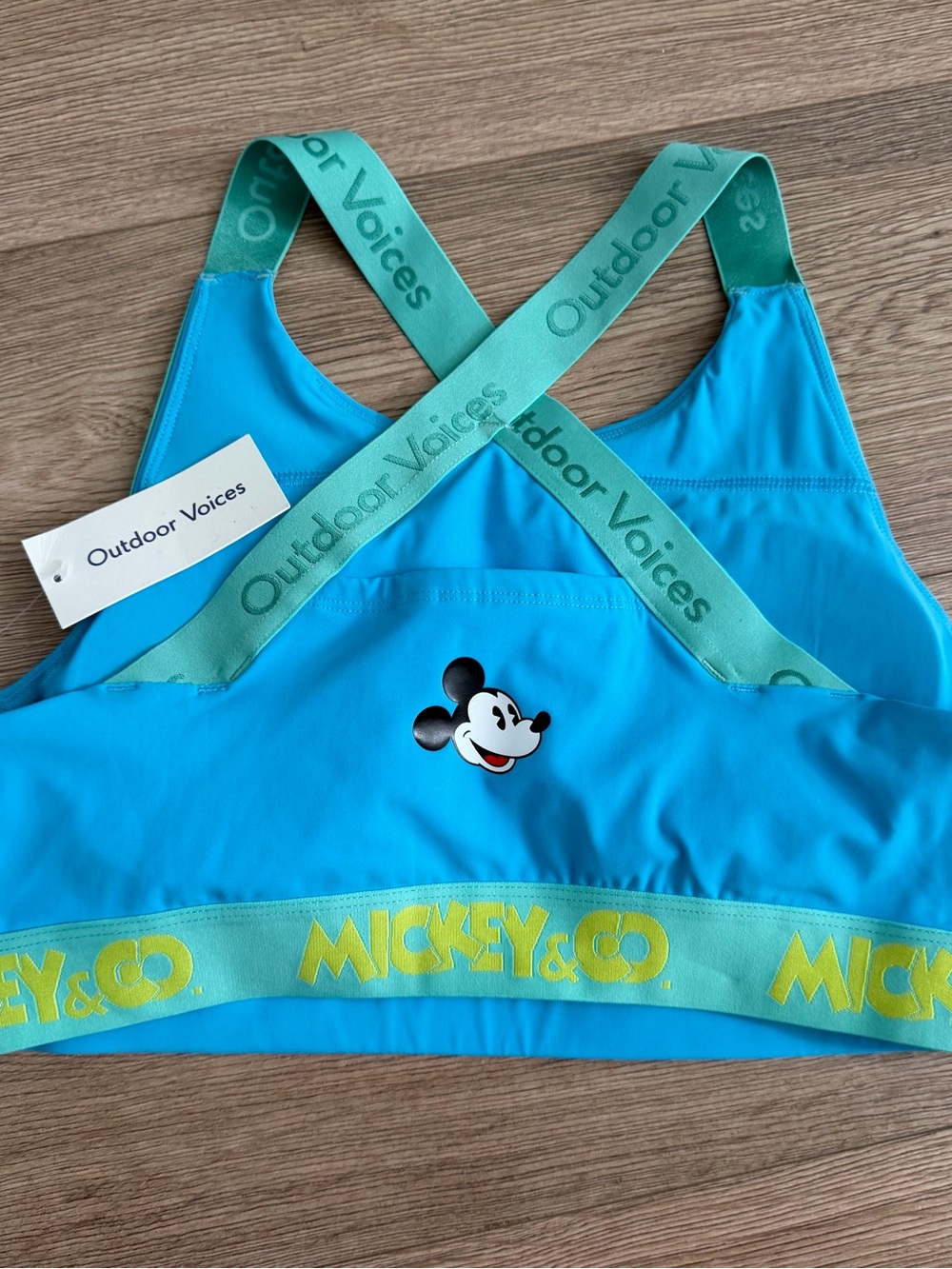 Disney Parks Outdoor Voices X Mickey Mouse Sports Bra Blue Size Medium Large NWT - Picture 4 of 5